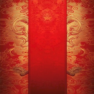 中式红金龙纹古典背景图