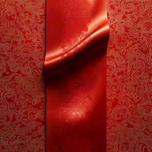 红绸装点的华丽中式背景
