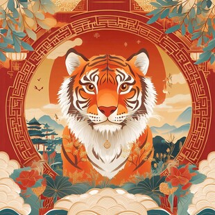 国潮虎年插画 尽显东方韵味