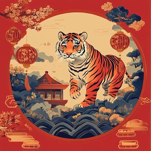 虎跃新春贺岁图