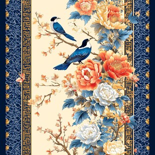花鸟中式图案 典雅国风韵味