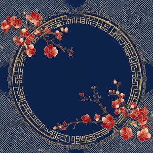 中式梅花边框传统典雅风
