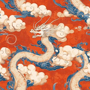 龙舞祥云中式传统图案