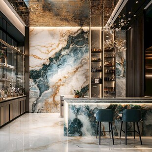 奢华大理石装饰的精致吧台