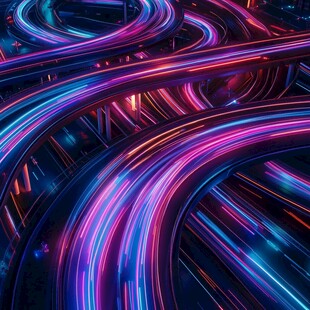 霓虹光轨交织的梦幻通道