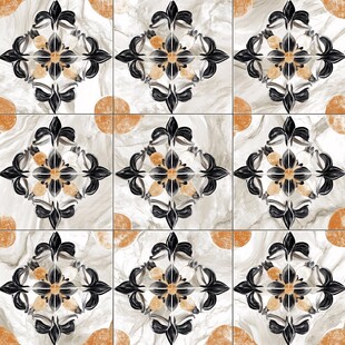 黑白金花纹瓷砖图案设计