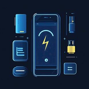 手机充电及周边元素展示