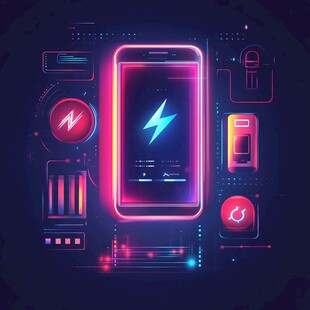 霓虹风格手机充电主题画面