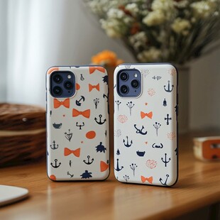 可爱锚与领结图案手机壳