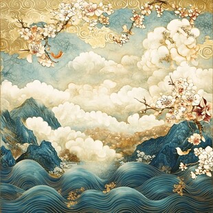 云海山峦间的繁花景致