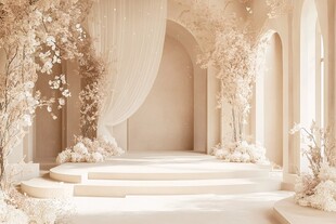 浪漫米色花卉婚礼场景