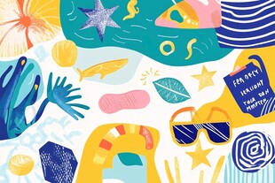 夏日海滩元素插画集合