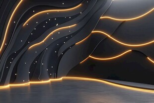 科技感黑金波浪灯光背景