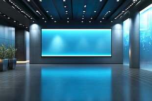 现代科技感的宽敞室内空间