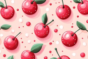 樱桃图案 甜美清新风背景