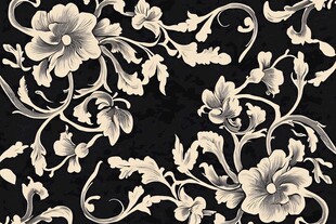 黑白花卉复古花纹图案