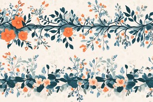花卉边框图案 清新水彩风