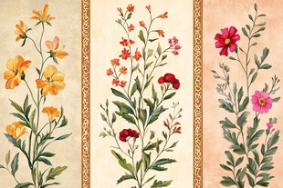 三幅花卉水彩画图案欣赏