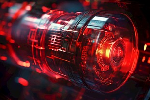 未来科技感的红色机械装置