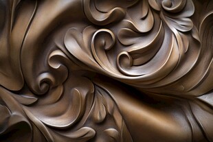 铜质浮雕花纹艺术特写