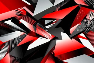 红黑几何抽象立体图案