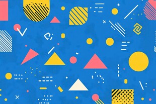 蓝色背景的多彩几何图案
