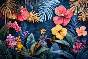 热带花卉植物绚丽背景图