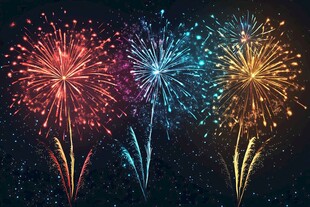 绚丽多彩烟花绽放夜空