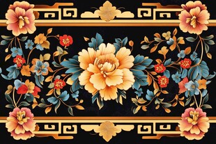 中式繁花锦簇传统纹饰图案