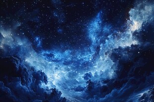 梦幻星空下的云海奇观