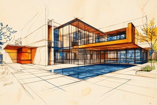 现代风格别墅带泳池设计图