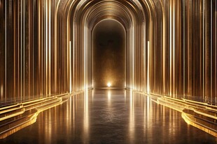 金色光影神秘拱形通道