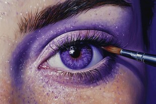 紫色眼妆绘制瞬间