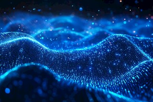 蓝色数据波浪科技感画面