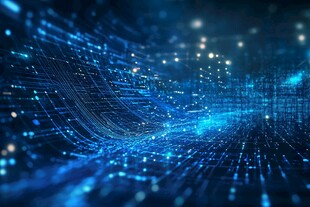 科技感蓝色数据流动背景图