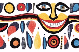 多彩抽象笑脸装饰图案