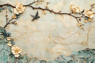 玉石花鸟浮雕装饰艺术图
