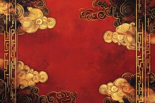 中式红底金纹古典背景图