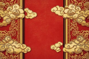 中式红金古典云纹装饰背景