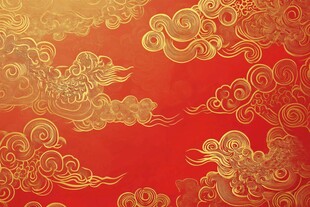 红色金纹祥云中式背景图