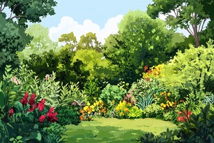 缤纷花园中的自然美景