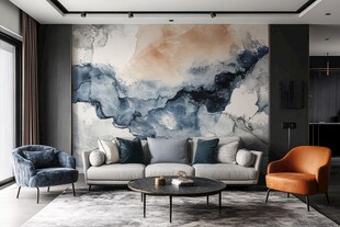 现代客厅的艺术壁画装饰