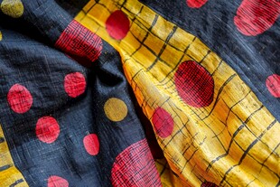 多彩波点格纹布料纹理