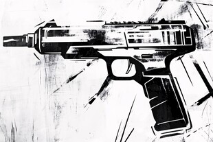 黑白风科幻手枪插画