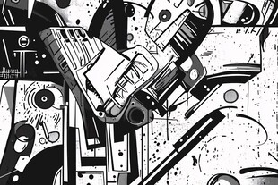 机械朋克风手枪插画