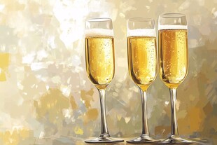 三杯香槟酒的欢庆时刻
