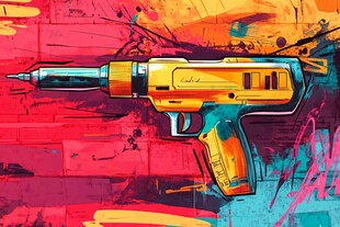 涂鸦风格的酷炫黄色手枪