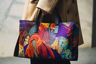 多彩印花手提包时尚展示