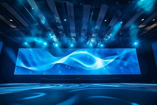 梦幻蓝色舞台灯光秀场景