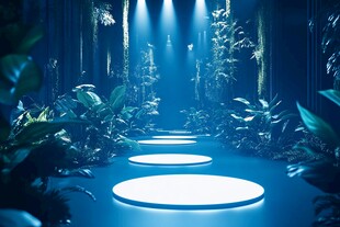 梦幻蓝光植物通道场景